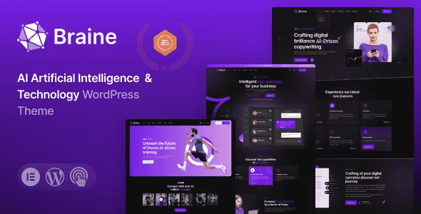 Braine AI and tech startup WordPress theme homepage preview
