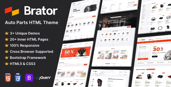 Brator auto parts HTML template responsive design for automotive websites