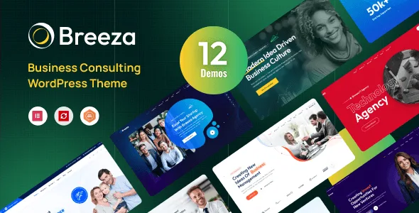 Breeza business consulting WordPress theme with Elementor page builder
