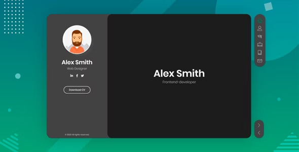 BreezyCV HTML resume template showing a professional responsive personal website layout with multiple color scheme options