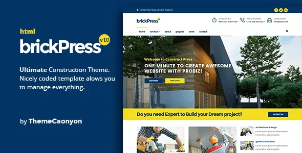 BrickPress construction and building HTML5 template preview