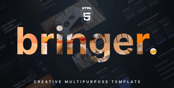 Bringer creative agency portfolio HTML template dark theme homepage preview