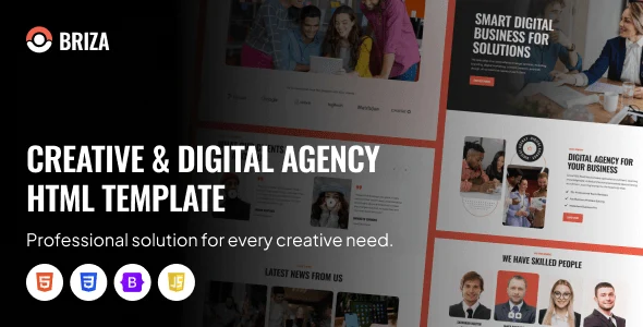 Briza creative agency HTML template showcasing modern website layout with Bootstrap 5 design