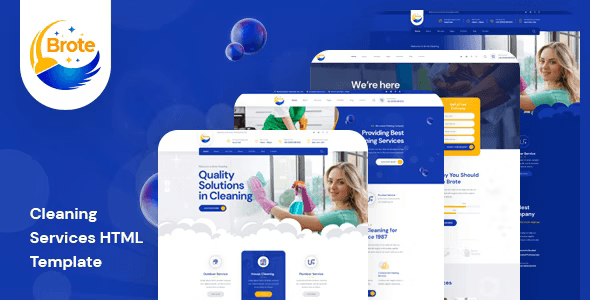 Brote responsive cleaning services HTML template showcasing modern website design for cleaning businesses