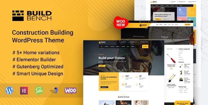 Buildbench construction WordPress theme demo layout for Elementor