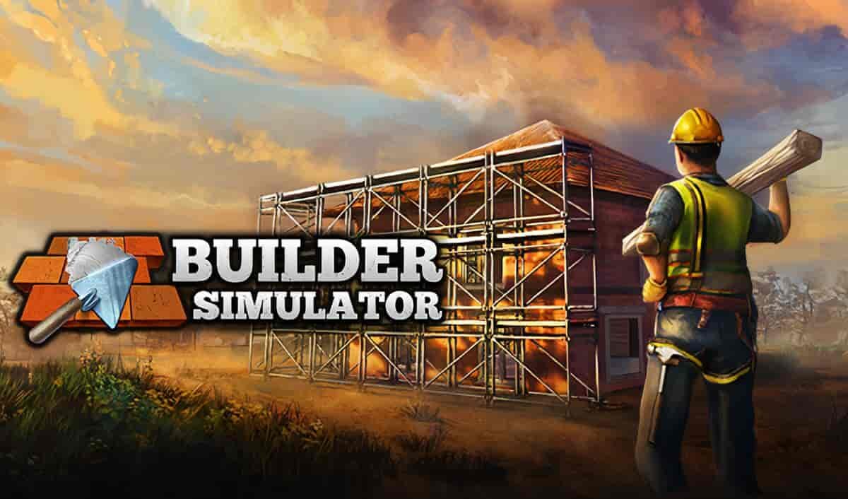 Builder Simulator construction simulation game interface showing house building on Windows PC
