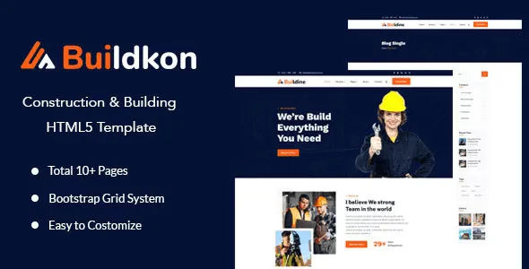 Buildkon construction and building HTML5 website template preview