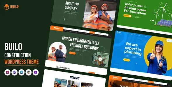 Builo construction WordPress theme preview for contractors and builders
