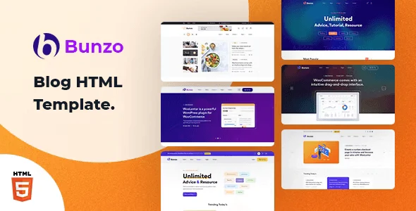 Bunzo blog Bootstrap 5 HTML template preview with clean blog layout
