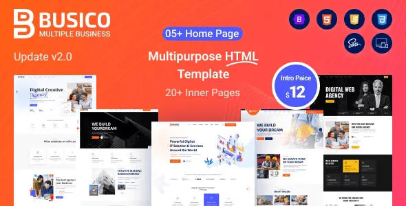 Busico multipurpose Bootstrap HTML5 template preview for agency and construction websites