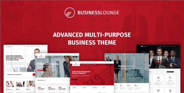 Business Lounge WordPress theme demo showcasing corporate website layout