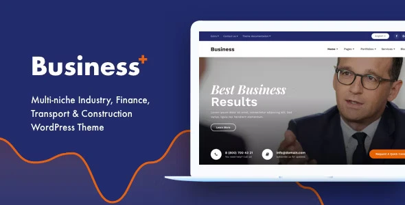 Business Plus multi-niche WordPress theme homepage preview for industrial and business websites