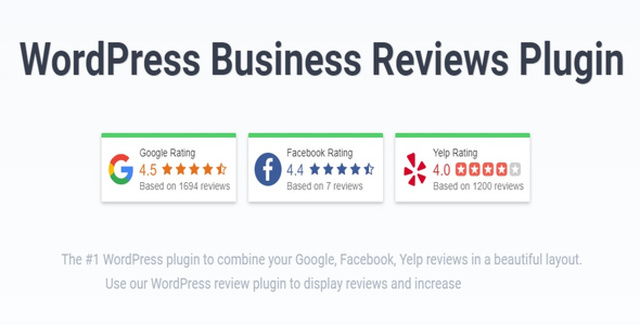 Business Reviews Bundle WordPress plugin dashboard showing aggregated Google Facebook and Yelp reviews feed