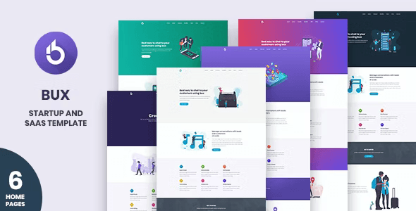 Bux startup and SaaS HTML template homepage demo preview showing modern web design layout