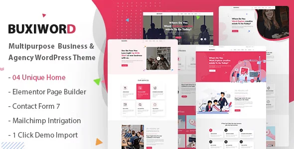 Buxiword digital agency WordPress theme homepage design preview