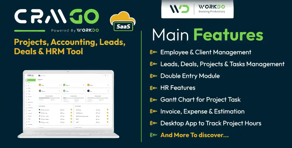 CRMGo SaaS all-in-one CRM HRM and project management PHP script dashboard
