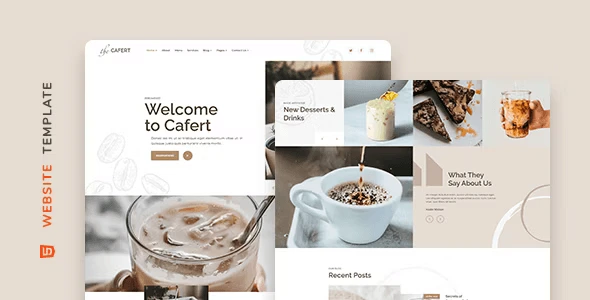 Cafert cafe and restaurant HTML5 template homepage preview