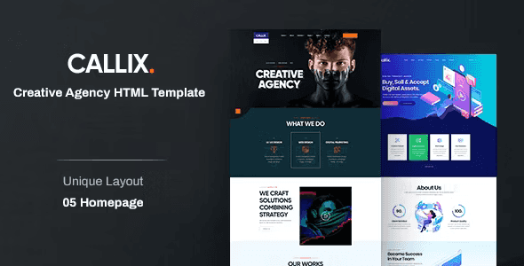 Callix creative agency HTML template showcasing responsive Bootstrap design layout