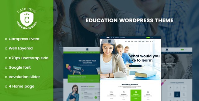 Campress responsive education WordPress theme website layout