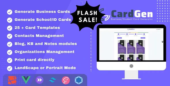CardGen business card generator PHP script with 25+ card design templates