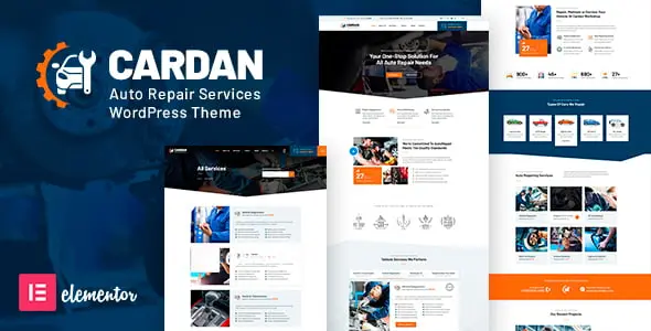 Cardan auto repair WordPress theme homepage for workshop websites
