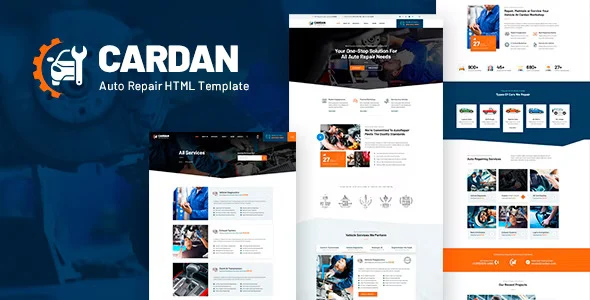 Cardan car repair service HTML template homepage design preview