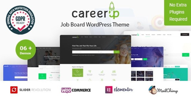 CareerUp job board WordPress theme features and responsive design preview