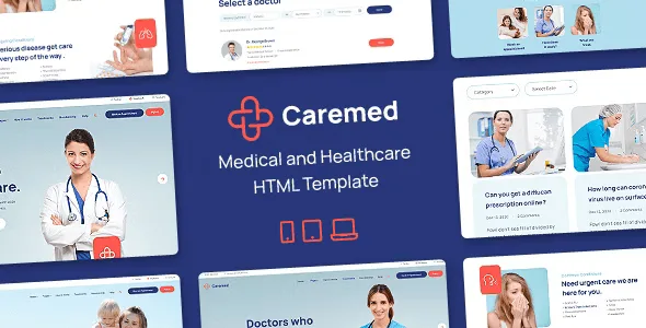 Caremed medical HTML template homepage preview with healthcare layout
