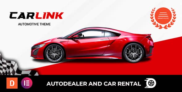 Carlink automotive WordPress theme homepage showing vehicle inventory layout on desktop and mobile