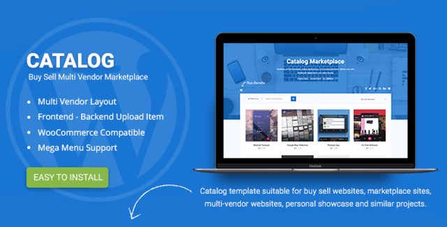 Catalog WordPress marketplace theme featuring multi-vendor directory listing layout
