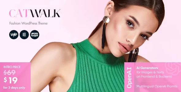 Catwalk fashion WordPress theme layout for clothing stores and online boutiques