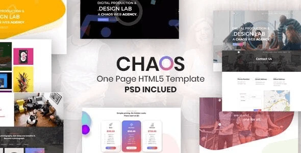 Chaos creative parallax one page HTML5 template preview