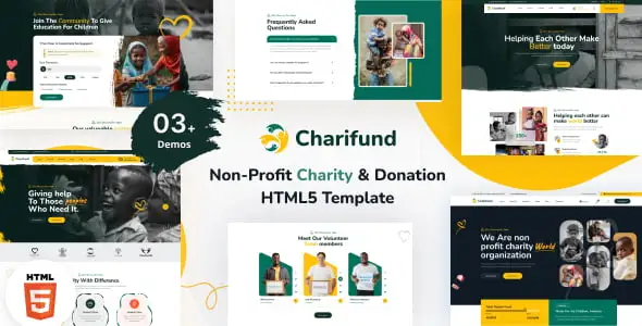 Charifund charity donation and fundraising HTML template preview