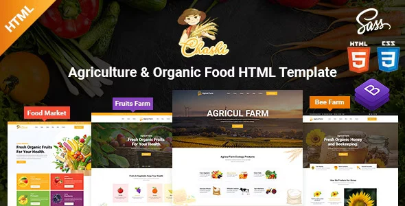Chashi agriculture and organic food HTML5 website template preview