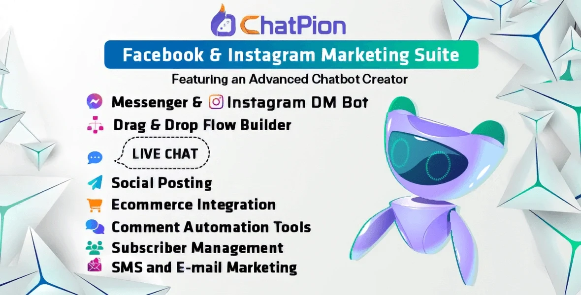 ChatPion Facebook chatbot builder and white-label SaaS PHP script platform dashboard