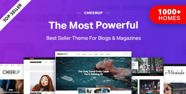 CheerUp WordPress blog and magazine theme homepage layout preview