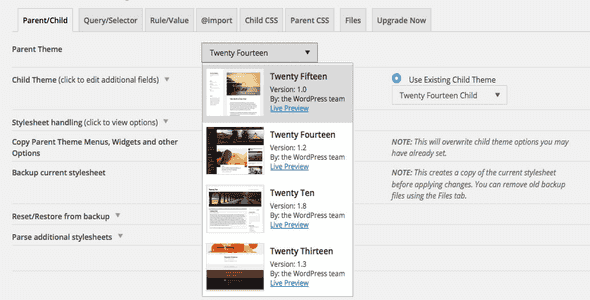 Child Theme Configurator Pro WordPress plugin visual CSS editor interface