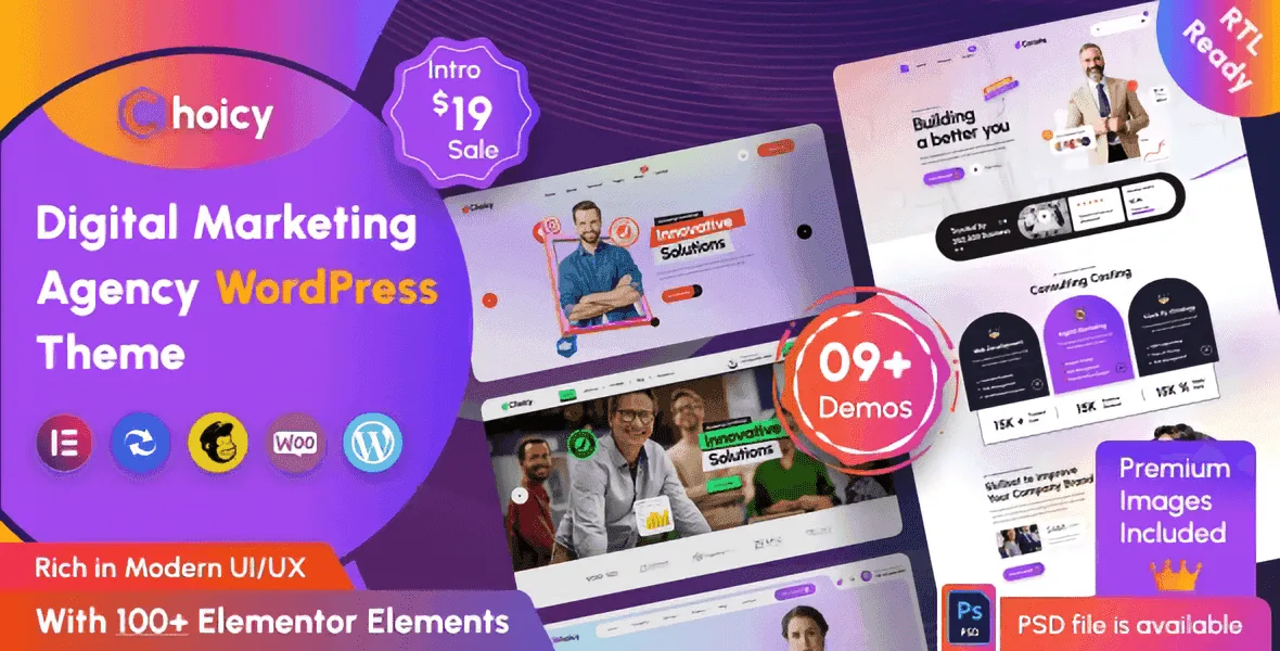 Choicy digital marketing agency WordPress theme demo preview