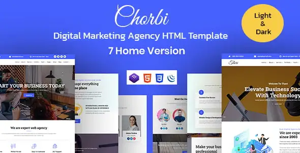 Chorbi digital marketing agency HTML5 template homepage preview