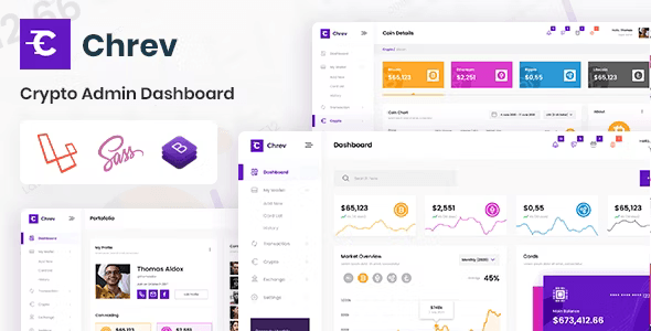 Chrev crypto Laravel admin dashboard template interface preview