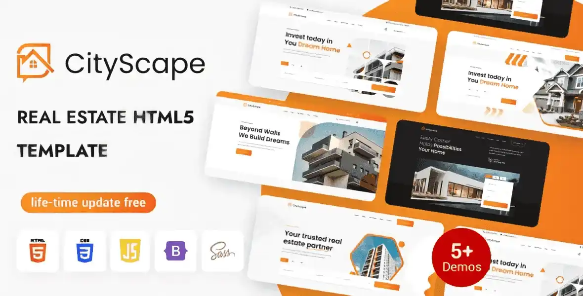 CityScape real estate HTML template showcasing property listings and modern website layout