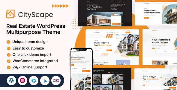 CityScape Real Estate WordPress Theme for Elementor – Property listing and agency website design