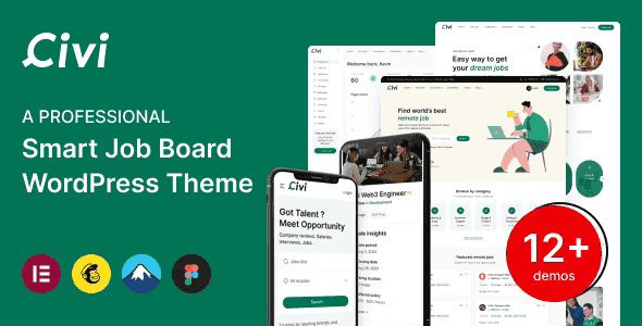 Civi Job Board WordPress Theme responsive recruitment portal design