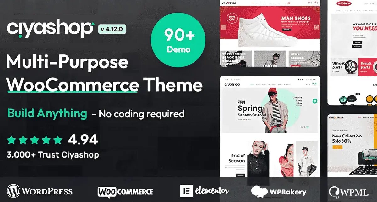CiyaShop responsive WooCommerce WordPress theme demo showcase on desktop and mobile