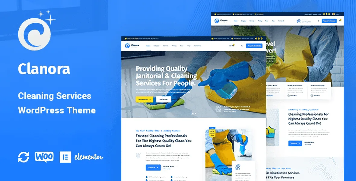 Clanora cleaning services WordPress theme with modern responsive layout