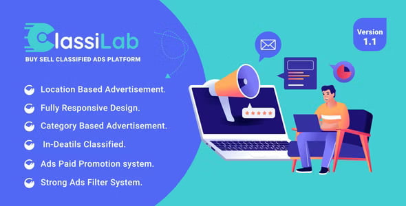 ClassiLab classified ads PHP script dashboard showing marketplace listings and admin controls