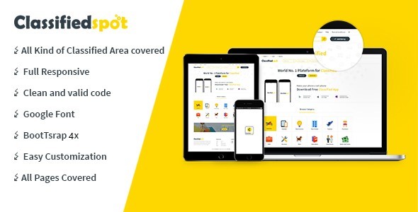 Classified Spot HTML5 classified ads template homepage layout