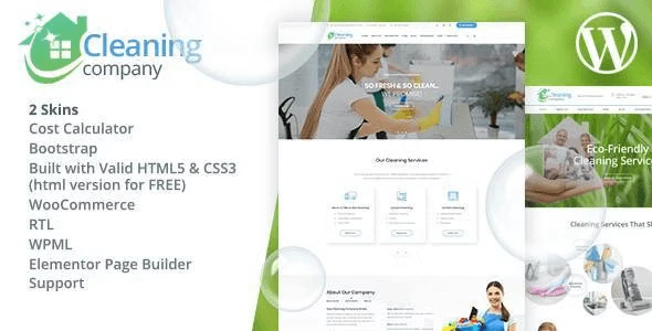 Cleaning Services WordPress Theme homepage with professional house cleaning business layout