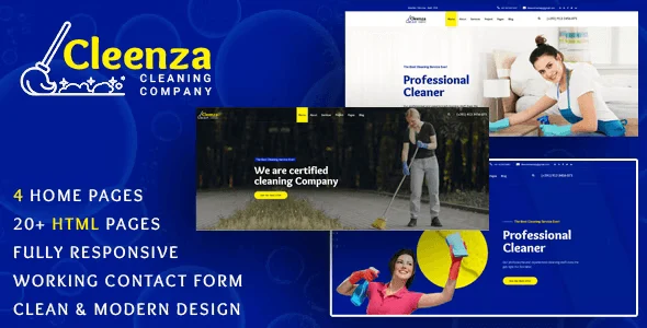 Cleenza cleaning service HTML template responsive design preview