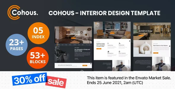 Cohous interior design HTML template homepage layout
